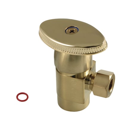 Kingston Brass 1/2"IPS x 3/8"O.D. Anti-Seize Deluxe Quarter Turn Ceramic Hardisc Cartridge Angle Stop, Brushed Brss CD43307VA